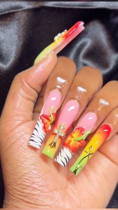 #nails #acrylic Jamaica Nails, Bohemian Nails, Nail Tek, Big Mama, Long Acrylic Nail Designs, Hard Nails, Drip Nails, Spring Nail Designs, Edgy Nails