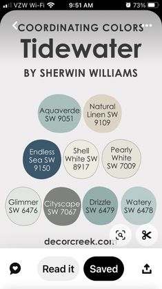 the color scheme for tidewater by sheryln williams is shown in this image