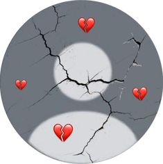 two circles with broken hearts on them