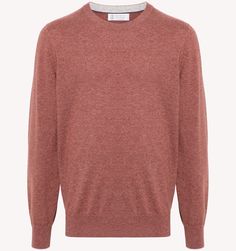 Highlights Red Mélange effect Crewneck Long sleeves Ribbed cuffs and hem 100% Cashmere Style ID: M2200100CCW16 Made in Italy Highlights Red, Best Pajamas, Tailor Shop, Tailored Dress, Mens Sportswear, Knit Pants, Dress Trousers, Brunello Cucinelli, Lace Boots