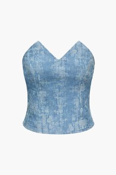 Denim Tube Top, Outerwear Trends, Plus Size Sports Bras, Denim Dresses, Tube Tops, Baby Blue Colour, Half Skirt, Sheer Fabric, Knitwear Tops