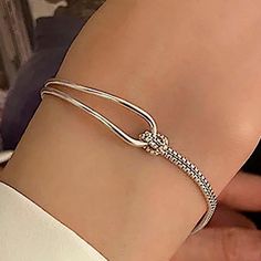 Minimalist Sterling Silver Bangle Chain Link Bracelet Fits Up To 8” Trendy Sterling Silver Bracelet, Casual Silver Bracelets With Adjustable Chain, Casual Silver Bracelet With Adjustable Chain, Trendy Simple Design Bracelet, Trendy Simple Bracelet, Trendy Simple Bracelet Jewelry, Elegant Silver Chain Bangle Bracelet, Minimalist Chain Bracelets For Party, Chic Silver Chain Bracelet With Adjustable Chain