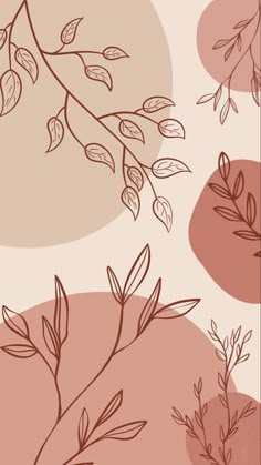 an image of leaves and branches on a pink background