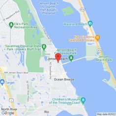 a map showing the location of an oceanfront restaurant