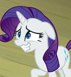 the pinkie pony has blue eyes and is looking at another pony's face