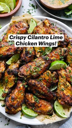 crispy cilantro lime chicken wings on a plate