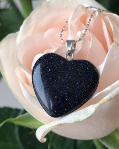 Stunning dark blue Goldstone heart pendant. It could be a the great gift for someone as mysterious as this stone! Don't miss out the opportunity to show your feelings. This stone is not only charming with its "night sky" color, but also has a very glassy touch. Comes in gift box so you can certainly create a "wow-effect". Spiritual Black Heart-shaped Necklace, Spiritual Black Heart-shaped Necklaces, Blue Goldstone Jewelry, Natural Necklace, Necklace African, Nature Necklace, Blue Goldstone, Sky Color, Healing Jewelry