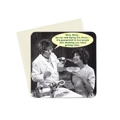 an old photo of two people having dinner together, one has a speech bubble above it