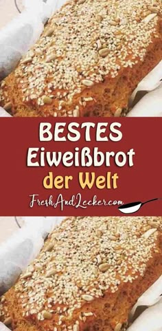 two loafs of bread with oats on top and the words bestes eweilbrott der welt