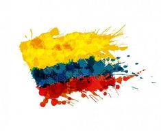 the flag of colombia painted in bright colors on white background stock photo and royalty illustration