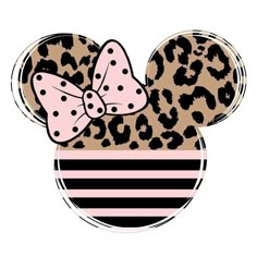 a minnie mouse with a pink bow on it's head and black and white stripes