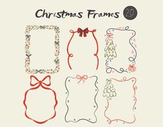 christmas frames with bows and ribbons on them, all in different shapes to make it look like