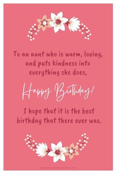 a pink birthday card with flowers on it