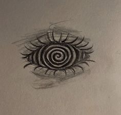 a drawing of an eye with spirals on it