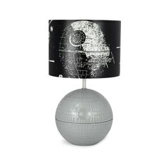 Make your office or home most impressive with this Star Wars Death Star LED Lamp. It's perfect for your office or the bedside table of Star Wars fans, both teens and adults. At over a foot tall, this USB-powered lamp can be powered on with a touch (to the Concave Dish Composite Beam Superlaser). Light the shade and base to be fully-operational, shade only, or base only to give off a soft glow by which to study up on your droid repair. Size: One Size.  Color: White.  Pattern: printed. Star Wars Shower Curtain, Star Tie, Star 3d, Battle Station, Star Lampshade, Usb Lamp, Star Wars Wedding, Black Lamp, Black Lampshade