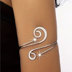 Spiral Tail Arm Ring Iron With Tiny Round Glass Inlaid Adjustable Trendy Adjustable Spiral Jewelry, Modern Twist Metal Jewelry For Party, Trendy Spiral Jewelry For Parties, Modern Metal Jewelry For Party, Trendy Spiral Jewelry As A Gift, Trendy Spiral Jewelry As Gift, Trendy Spiral Jewelry For Gifts, Modern Twist Silver Jewelry For Party, Elegant Spiral Metal Jewelry