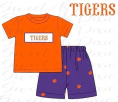 Clemson Embroidered Short Set Embroidered Shorts, Short Set, Short Sets, Swim Trunk, Bermuda Shorts, Mens Short