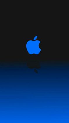 an apple logo is shown in the middle of a dark blue background with water underneath it