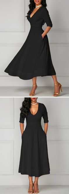 #liligal #dresses #womenswear #womensfashion Wedding Ideas Classy, Dress Midi Elegant, Wedding Elegant Classy, Wedding Black, Wedding Elegant, Trendy Dress, High Waist Dress, Half Sleeve Dresses, Dress Midi