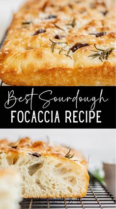 the best sourdough focaccia recipe with fresh rosemary sprigs on top