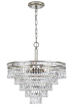 a crystal chandelier hanging from the ceiling