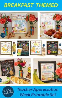 the breakfast themed teacher appreciation week printable set