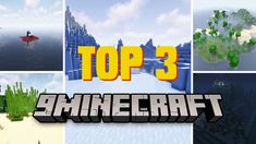 the top 3 minecraft maps are shown in four different pictures, including an island and a boat