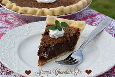 a slice of chocolate pie with whipped cream on top