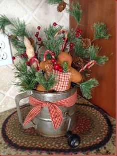 a potted plant sitting on top of a rug