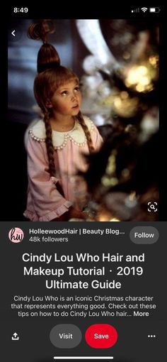 Cindy Lou Who, Cindy Lou, Christmas Characters, Everything Is Awesome, Girl Hairstyles, Curly Hair, Makeup Tutorial