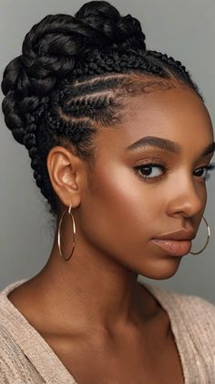 Stylish formal hairstyles to do with box braids: Hair Ideas for Braided Crown 🔮 Braids Hair Ideas, Updos For Formal, Twist Ideas, Braided Updos, Braided Crown, Hair 4c, Natural Hair Short Cuts, Nappy Hair, Double Dutch