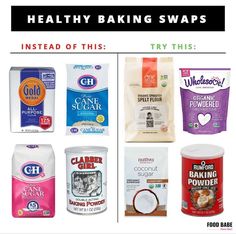 an advertisement for healthy baking swaps