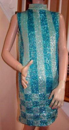 From eBay seller Retro-stop. $349.00 Buy It Now (as of 5/30/14). Blue Retro Mini Dress For Party, Retro Blue Mini Dress For Party, Blue Fitted Mod Mini Dress, Welcome To The 60s, 1960s Dresses, 1960's Fashion, Sequin Dresses, Checkerboard Pattern, 1960s Fashion