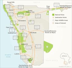 a map showing the major roads in south africa and other parts of africa that are connected to each other