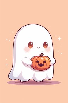 a ghost holding a pumpkin in its hands