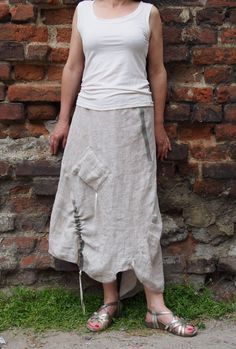 Maxi Long Skirt Cotton Linen Skirt Women Summer Skirt & Nara POL003 Irregular Flowy Skirt For Summer, Irregular Summer Skirt, Casual Asymmetrical Beige Skirt, Casual Beige Asymmetrical Skirt, Asymmetrical Beige Bottoms For Summer, Beige Asymmetrical Bottoms For Summer, Asymmetrical Flowy Skirt With Pockets, Bohemian Style Beige Asymmetrical Skirt, Bohemian Beige Asymmetrical Skirt