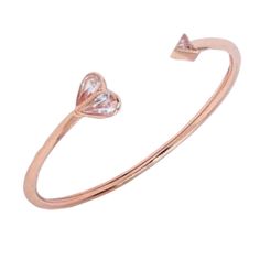 Handcrafted Of Rose Gold-Tone Metal, This Rock Solid Flex Cuff Is Embellished At The Ends With Two Of Kate Spade Signatures: A Heart And The Tip Of The Spade. They Punctuated It With Sparkling Faceted Crystals For The Finishing Touch. Rose Gold Metal, Crystal Glass Slides On Spade-B2 Weight: 4g Inner Circumference: 2.2" X 1.9" Handcrafted Smoke-Free As Well As Pet-Free Home Retail: $119 Kate Spade Rose Gold Bracelets For Gift, Kate Spade Rose Gold Bracelet Gift, Adjustable Pink Kate Spade Jewelry, Adjustable Rose Gold Heart Bangle Bracelet, Kate Spade Bangle Bracelets For Party, Kate Spade Party Bangle, Kate Spade Party Bangle Jewelry, Kate Spade Bangle For Party, Adjustable Pink Kate Spade Bracelet