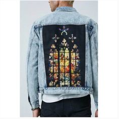 Rare New Sold Out Forever 21 Men’s Alphonse Mucha Stained Glass Denim Jacket W/ Button Closure Detail On Cuffs And Side Pockets Size Small In Men's, About Medium In Women's. Length 25" Sleeve 25.5" Underarm To Underarm 21.5" Gorgeous Large Mucha Art Tag Is Attached. Forever 21 Blue Denim Jacket For Spring, Forever 21 Blue Denim Jacket, Trendy Forever 21 Denim Jacket, Forever 21 Blue Trendy Denim Jacket, Forever 21 Trendy Blue Denim Jacket, Forever 21 Denim Jacket For Spring, Jacket Designs, Forever 21 Activewear, Forever 21 Men