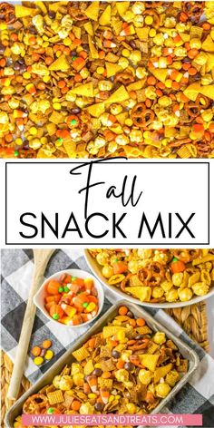 fall snack mix with text overlay that says fall snack mix on top and below