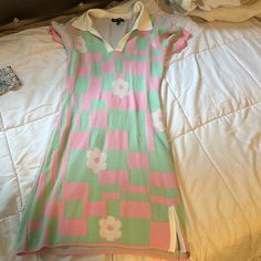 Dress (Never Worn) Pink, Green, And White 1960s Outfit, High School Musical 2, Strapless Denim Dress, White Clothes, White Outfits, Wear Pink, Green And White, Denim Dress, Pink And Green