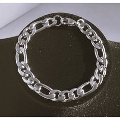 Brand New Men's White Gold Figaro Chain Bracelet 8" Length (Most Common Men's Size) Width 8mm Genuine 18k White Gold Plated Sterling Silver Retail Price $350 Buy With Confidence From A Trusted Seller With A 99%+ Feedback Rating! A0179 (Id-413) Gold Figaro Chain, Cartier Love Ring, Stainless Bracelet, Hanging Necklaces, Pendant Necklace Simple, Surfer Necklace, Silver Cross Pendant, Figaro Chain, Minimalist Bracelet