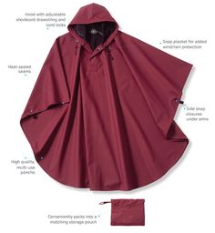 Waterproof poncho with heat sealed seams and hood with snap neck. Customize as few as 12. Poncho With Belt, Best Rain Jacket, Mens Poncho, Waterproof Poncho, Green Raincoat, Personalized Jacket, Blue Raincoat, Poncho Jacket, Charles River