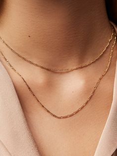 14k Gold Filled Figaro Chain Necklace For Layering, Delicate Figaro Chain Jewelry For Layering, Layering 14k Gold-filled Double Chain Necklace, Dainty Rose Gold Chain Necklace For Layering, 14k Gold Figaro Chain Jewelry For Layering, Gold Plated Figaro Chain Necklace For Layering, Layered Gold Plated Jewelry As Gift, 14k Gold Filled Double Chain Necklaces For Layering, 14k Gold Filled Double Chain Necklace For Layering