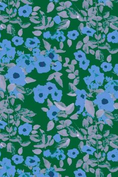 blue flowers are on a green background