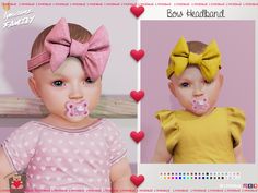 Infant Bow Headband✨ | Patreon Sims 4 Infant Binky, Sims 4 Infant Cc Alpha Hair, Sims 4 Bow Cc, Sims 4 Cc Infant Hair Patreon, Sims 4 Headband, Sims 4 Infant Hair, The Sims 4 Kids, Infant Accessories