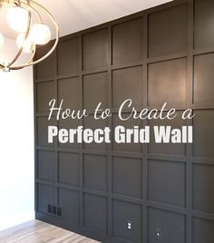 Tutorial for Creating a Perfect Grid Wall – Welsh Design Studio Diy Square Wall Paneling, Squared Panel Wall, Diy Panel Accent Wall, Board And Batten Wall Styles, Square Feature Wall, 1x2 Wall Design, Board And Batten Wall Grid, Black Board And Batten Accent Wall, Black Wall Board And Batten