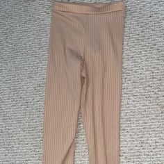 Nwt!!! Beige/Tan/Peach Ribbed Leggings! Nasty Gal Size 0 Petite Black Flared Leggings, Ripped Leggings, Brown Flares, Vinyl Leggings, White Dress Pants, Leopard Print Pants, Vegan Leather Leggings, Black Seamless, Business Pants