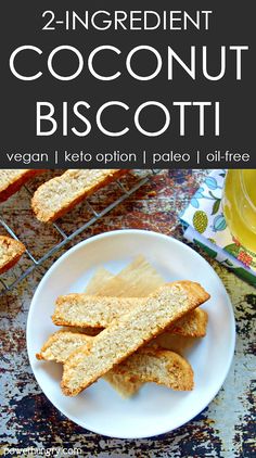 two ingredient coconut biscotti on a white plate