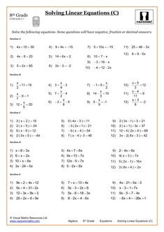 the worksheet for solve linear functions