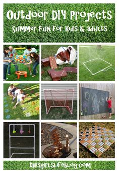 several pictures of different things in the yard with text overlay that says summer fun for kids and adults